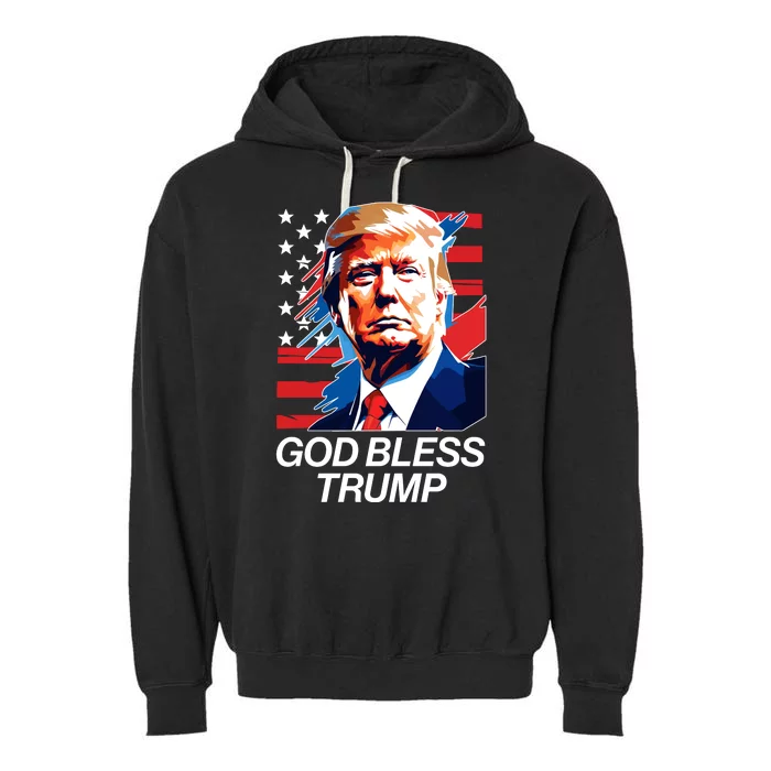 Patriotic God Bless Trump Garment-Dyed Fleece Hoodie