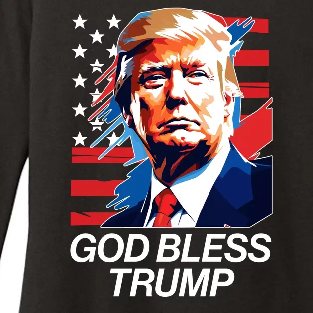 Patriotic God Bless Trump Womens CVC Long Sleeve Shirt