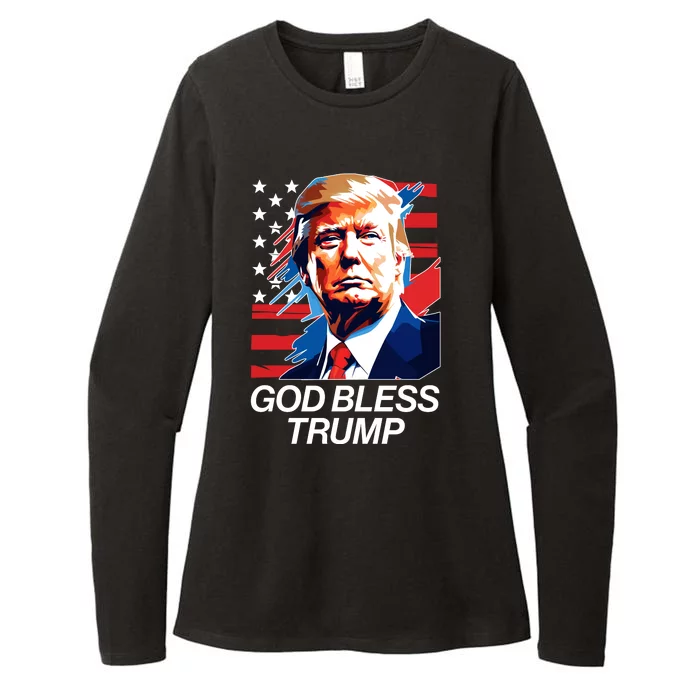 Patriotic God Bless Trump Womens CVC Long Sleeve Shirt