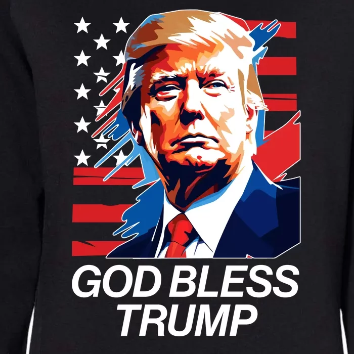 Patriotic God Bless Trump Womens California Wash Sweatshirt