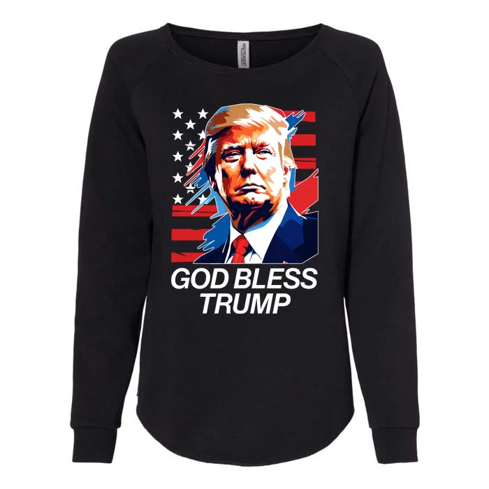 Patriotic God Bless Trump Womens California Wash Sweatshirt