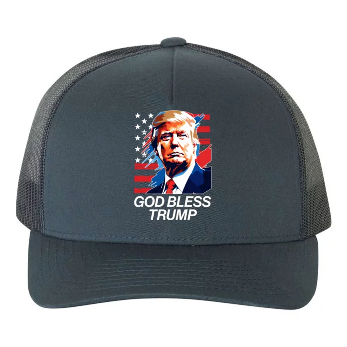 Patriotic God Bless Trump Yupoong Adult 5-Panel Trucker Hat