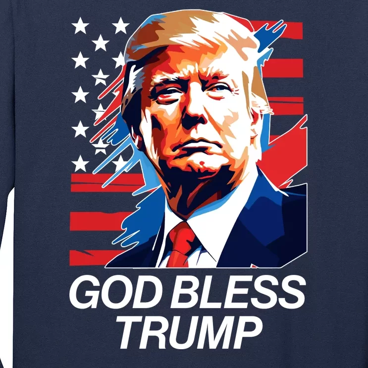 Patriotic God Bless Trump Long Sleeve Shirt