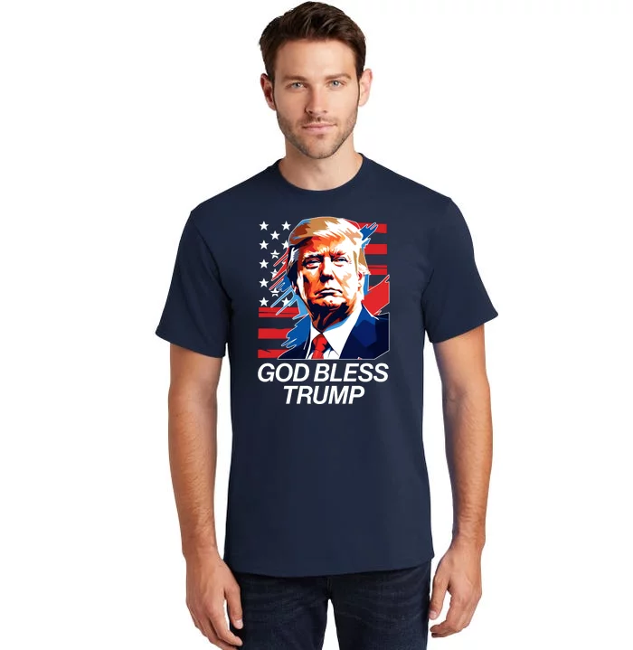 Patriotic God Bless Trump Tall T-Shirt