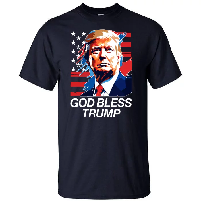 Patriotic God Bless Trump Tall T-Shirt