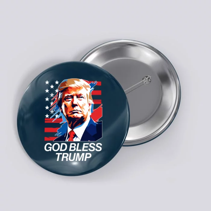 Patriotic God Bless Trump Button