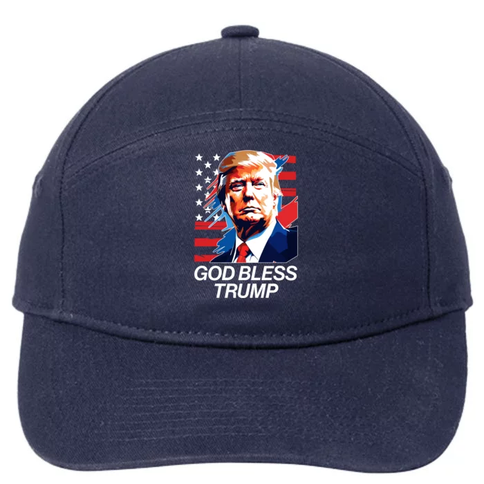 Patriotic God Bless Trump 7-Panel Snapback Hat