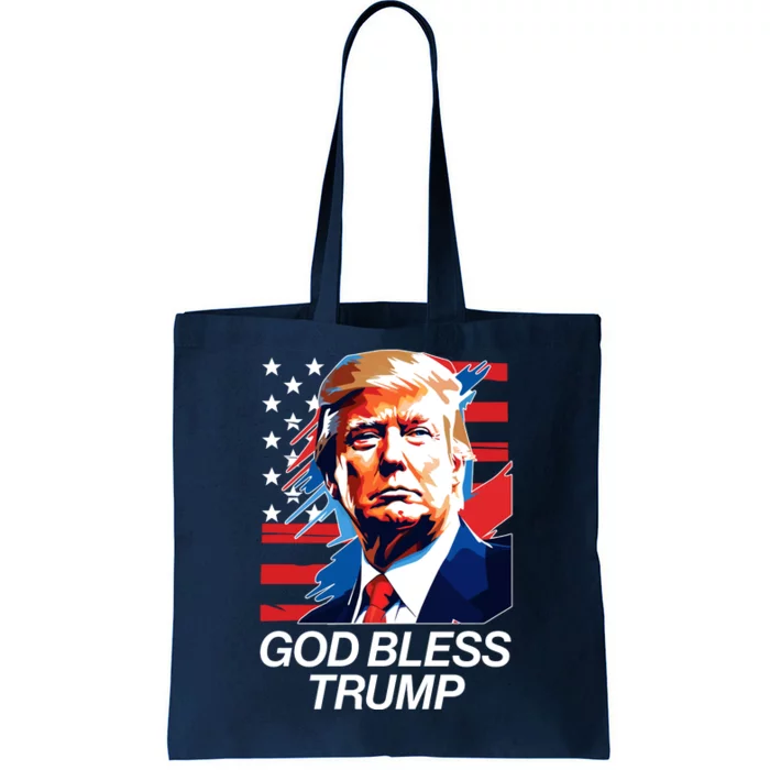 Patriotic God Bless Trump Tote Bag