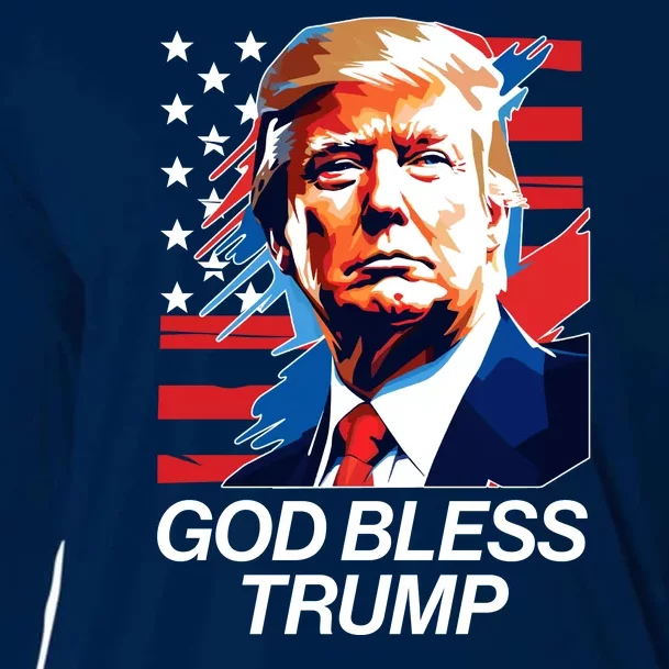 Patriotic God Bless Trump Cooling Performance Long Sleeve Crew