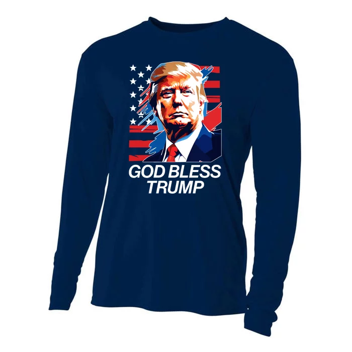 Patriotic God Bless Trump Cooling Performance Long Sleeve Crew