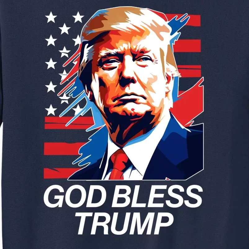 Patriotic God Bless Trump Tall Sweatshirt