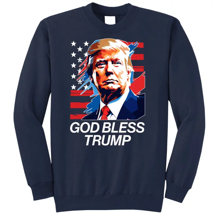 Patriotic God Bless Trump Tall Sweatshirt