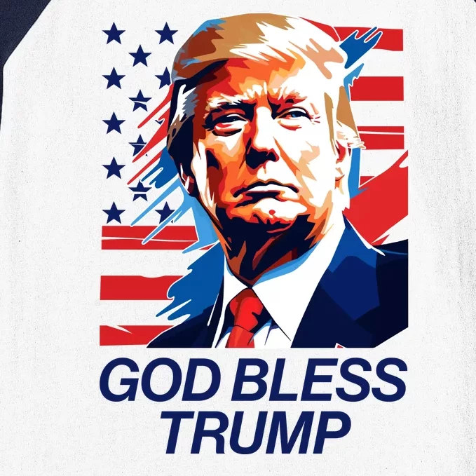 Patriotic God Bless Trump Baseball Sleeve Shirt