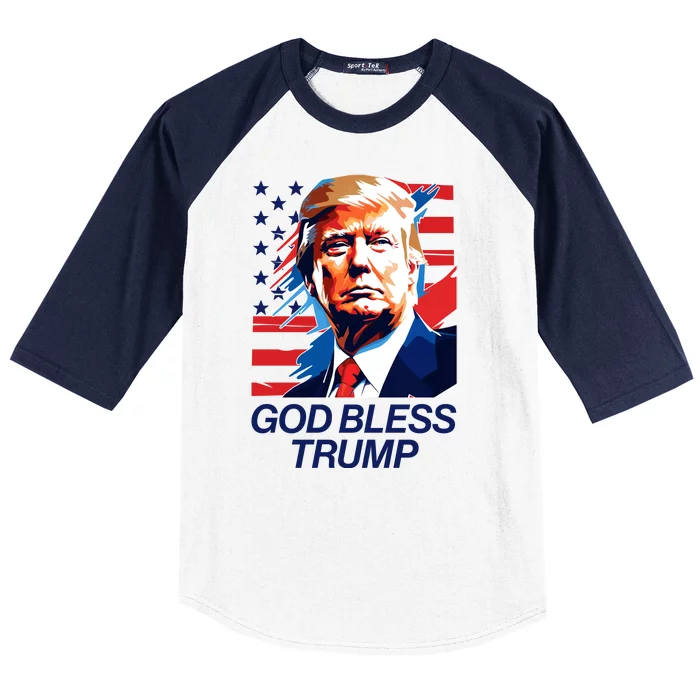 Patriotic God Bless Trump Baseball Sleeve Shirt