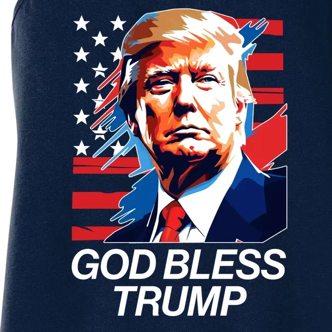 Patriotic God Bless Trump Women's Racerback Tank