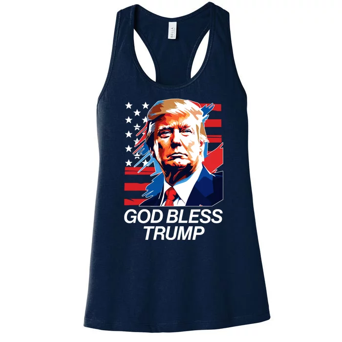 Patriotic God Bless Trump Women's Racerback Tank