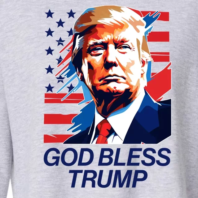 Patriotic God Bless Trump Cropped Pullover Crew