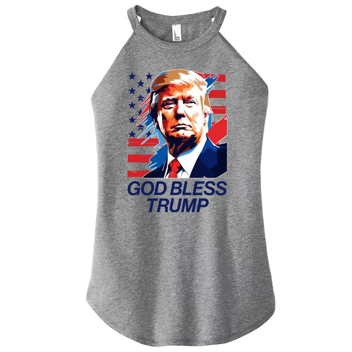 Patriotic God Bless Trump Women’s Perfect Tri Rocker Tank