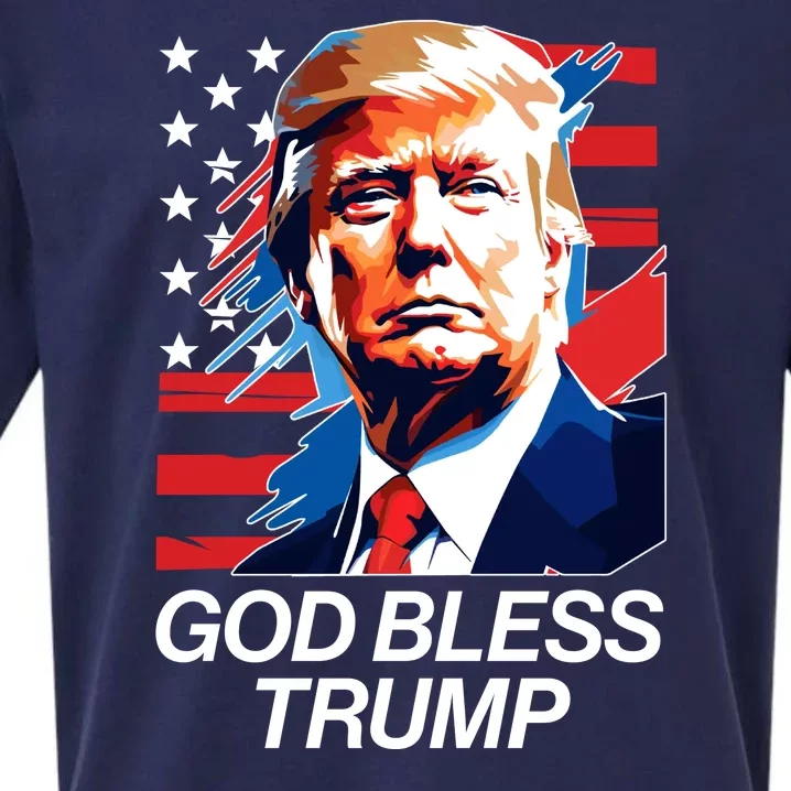 Patriotic God Bless Trump Sueded Cloud Jersey T-Shirt