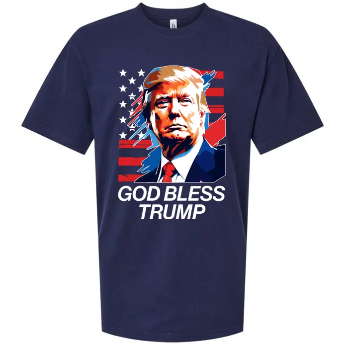 Patriotic God Bless Trump Sueded Cloud Jersey T-Shirt