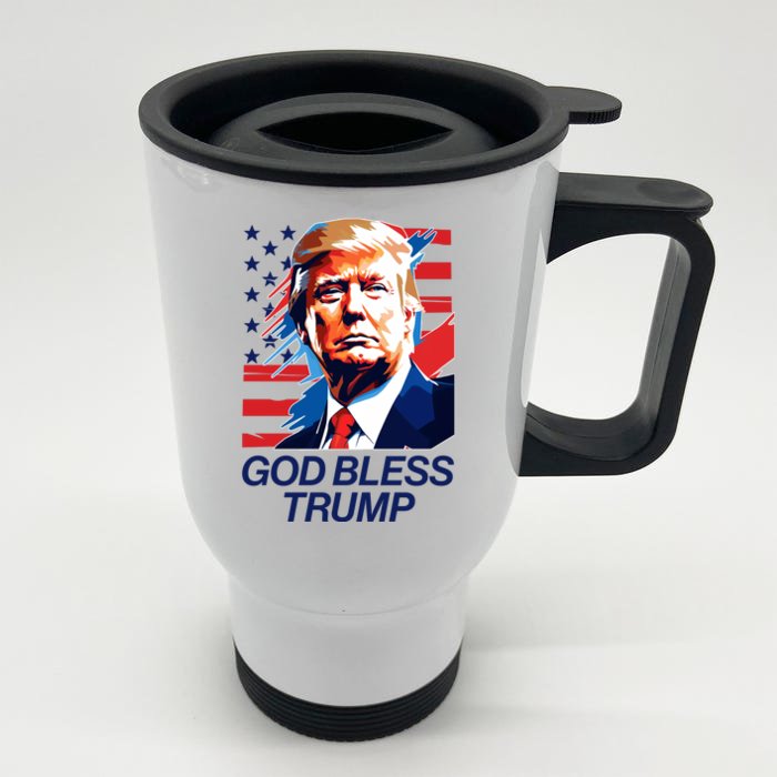 Patriotic God Bless Trump Front & Back Stainless Steel Travel Mug