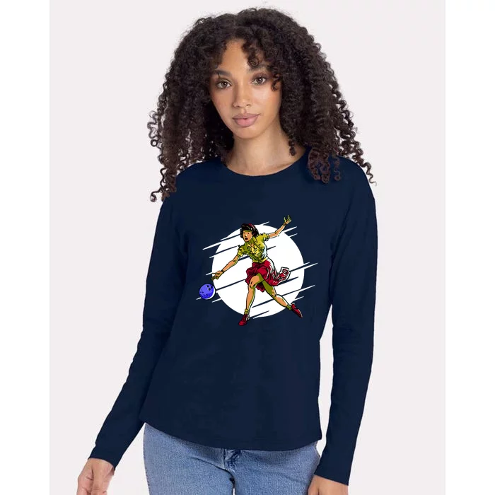 Pinup Girl Bowling Womens Cotton Relaxed Long Sleeve T-Shirt