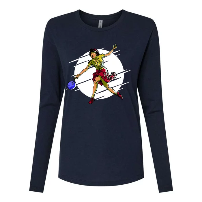 Pinup Girl Bowling Womens Cotton Relaxed Long Sleeve T-Shirt