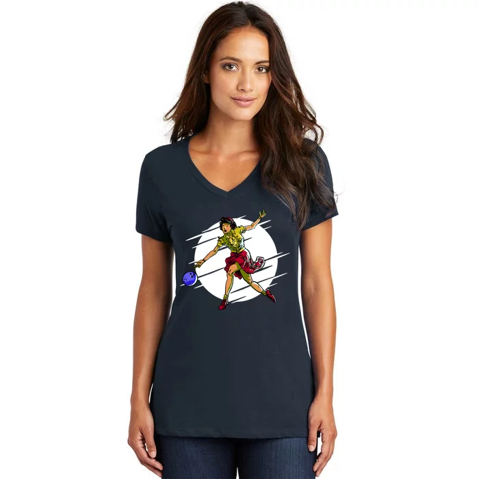 Pinup Girl Bowling Women's V-Neck T-Shirt