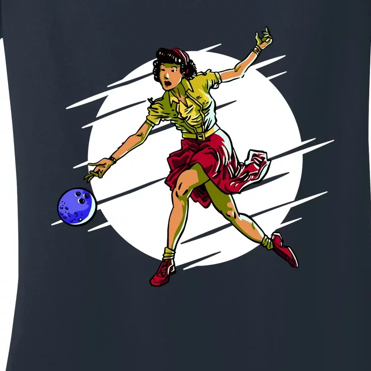 Pinup Girl Bowling Women's V-Neck T-Shirt