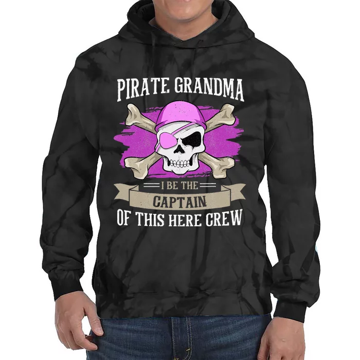 Pirate Grandma Caribbean Captain Grandmother Pirate Tie Dye Hoodie