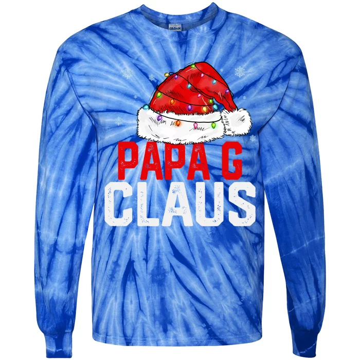 Papa G Claus Funny Xmas Family Matching Grandpa Christmas Funny Gift Tie-Dye Long Sleeve Shirt