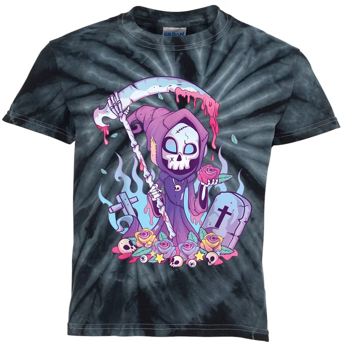 Pastel Goth Creepy Death Grim Reaper Kawaii Occult Menhera Kids Tie-Dye T-Shirt