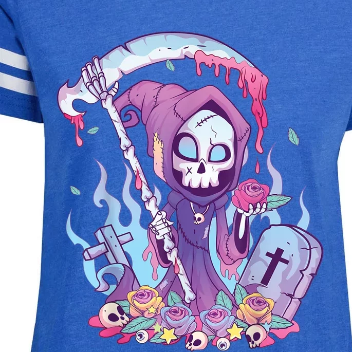 Pastel Goth Creepy Death Grim Reaper Kawaii Occult Menhera Enza Ladies Jersey Football T-Shirt