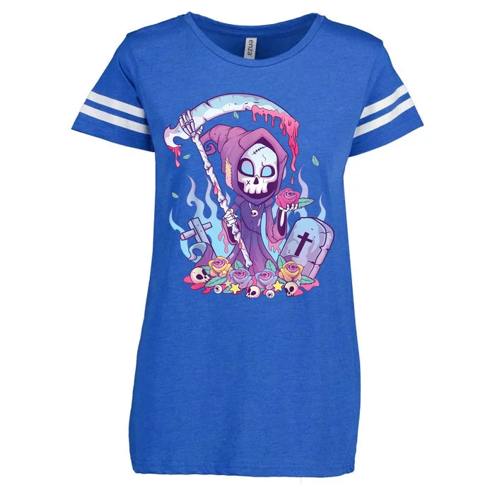 Pastel Goth Creepy Death Grim Reaper Kawaii Occult Menhera Enza Ladies Jersey Football T-Shirt