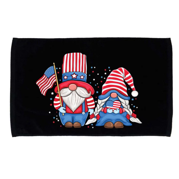 Patriotic Gnome Couple Usa American Flag 4th Of July Gnomes Gift Microfiber Hand Towel