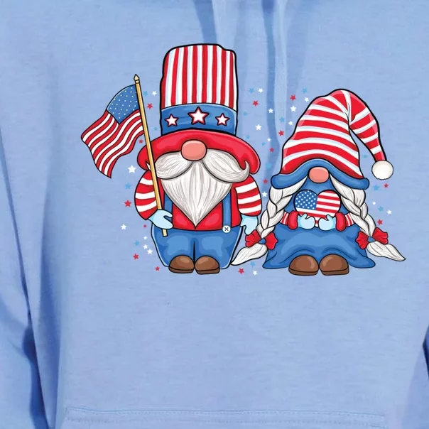 Patriotic Gnome Couple Usa American Flag 4th Of July Gnomes Gift Unisex Surf Hoodie