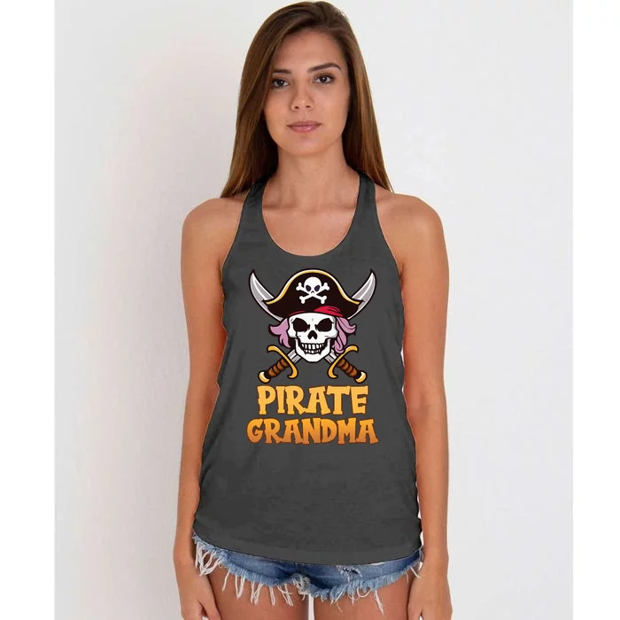 Pirate Grandma Captain Matching Grandma Halloween Costume Women's Knotted Racerback Tank