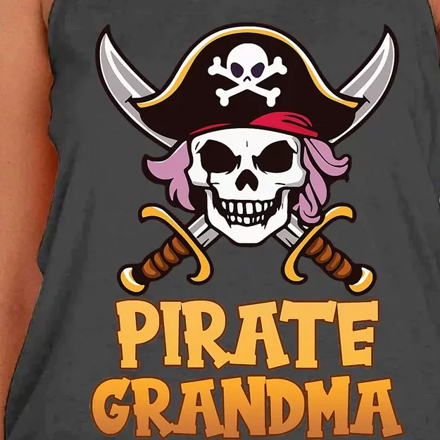 Pirate Grandma Captain Matching Grandma Halloween Costume Women's Knotted Racerback Tank