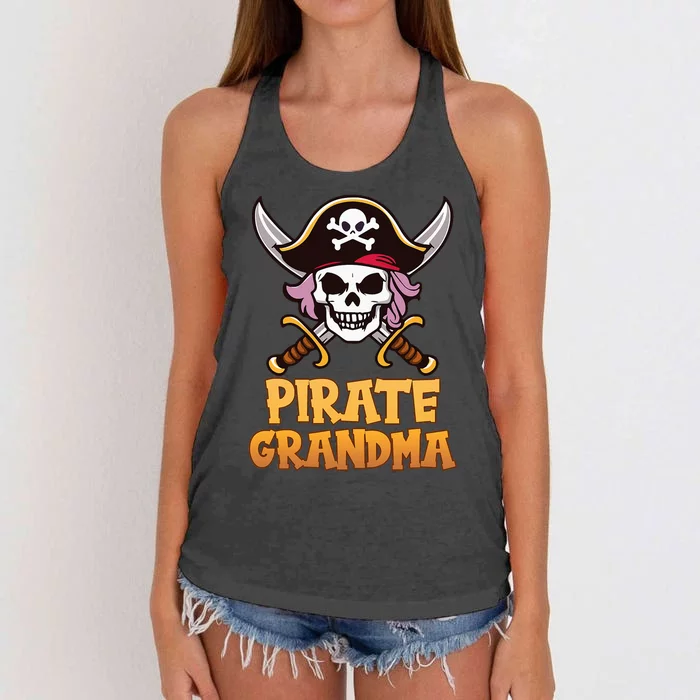 Pirate Grandma Captain Matching Grandma Halloween Costume Women's Knotted Racerback Tank