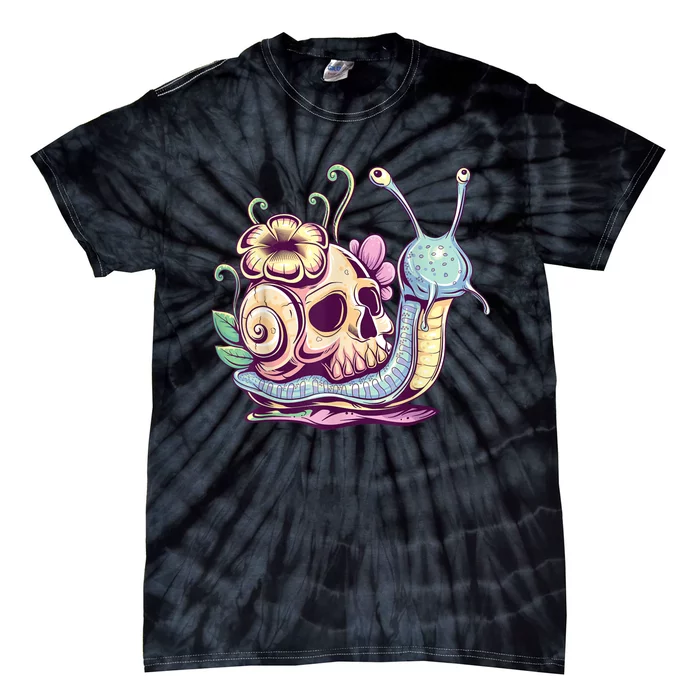 Pastel Goth Cute Creepy Snail Skull Kawaii Menhera Emo Egirl Tie-Dye T-Shirt