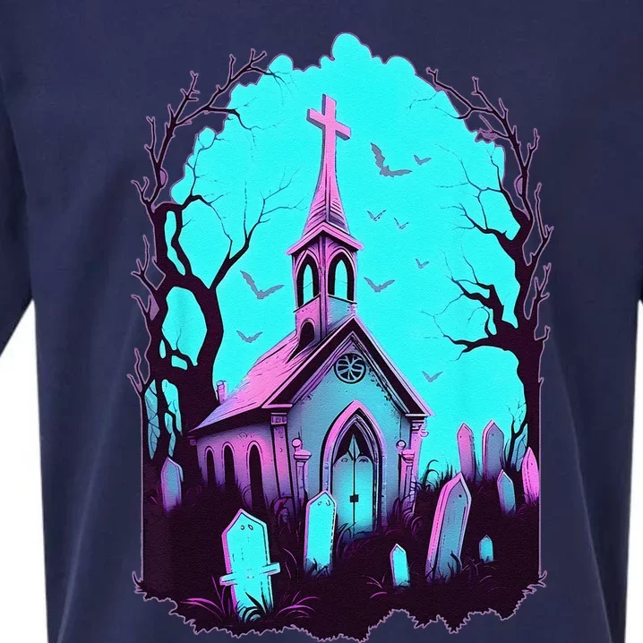 Pastel Goth Church Cross Spooky Graveyard Cute Halloween Alt Sueded Cloud Jersey T-Shirt