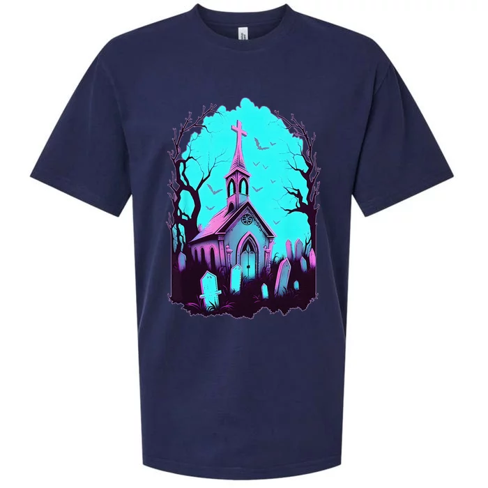 Pastel Goth Church Cross Spooky Graveyard Cute Halloween Alt Sueded Cloud Jersey T-Shirt