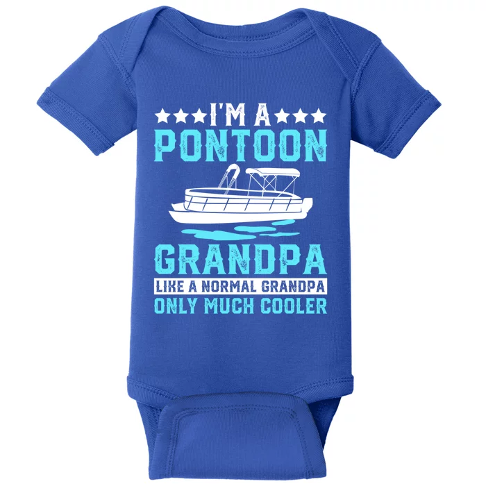 Pontoon Grandpa Captain Funny Boating Fathers Day Gift Cool Gift Baby Bodysuit