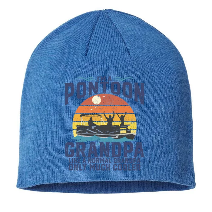 Pontoon Grandpa Captain Retro Funny Boating Fathers Day Gift 8 1/2in Sustainable Knit Beanie