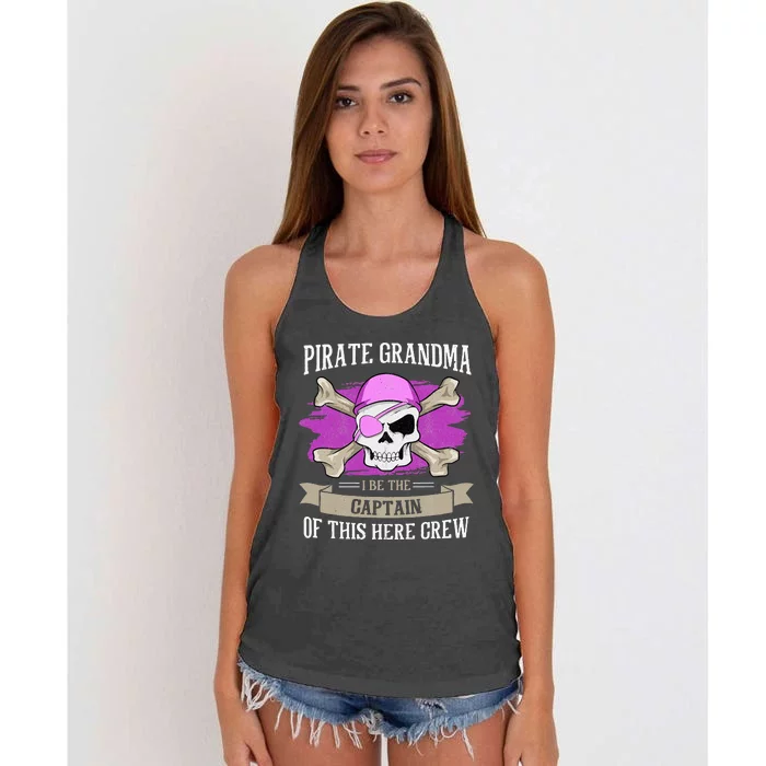 Pirate Grandma Caribbean Captain Grandmother Pirate Women's Knotted Racerback Tank