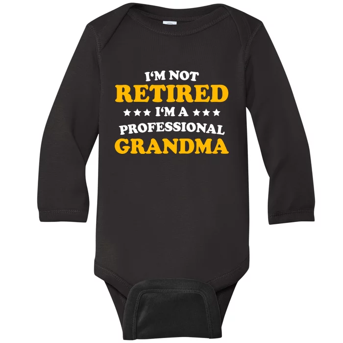 Professional Grandma Classic Gift Retirement Mom Womens Baby Long Sleeve Bodysuit