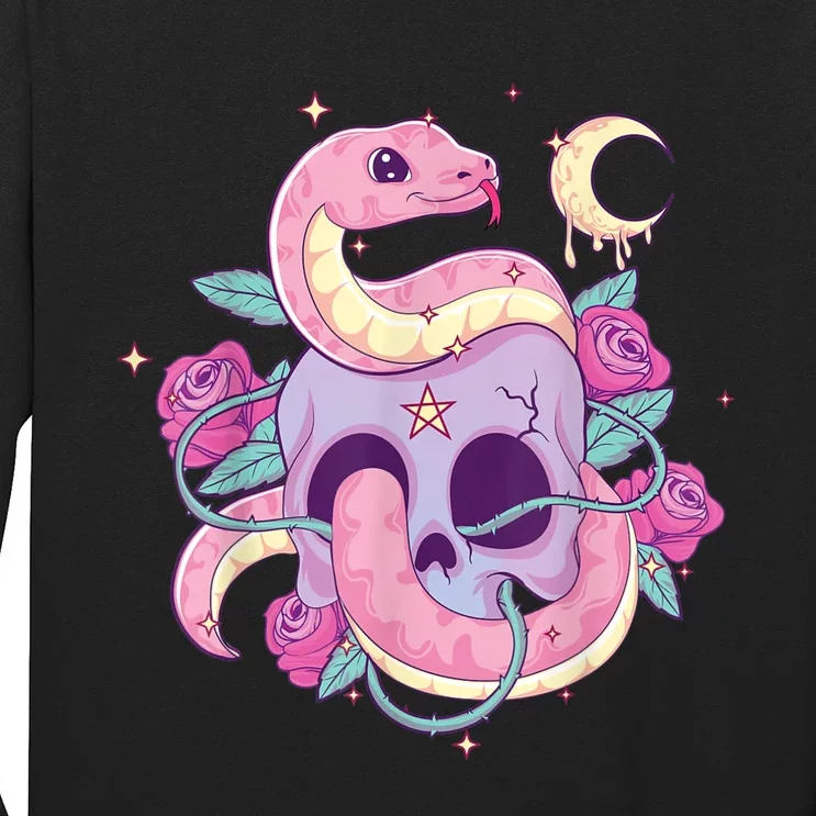 Pastel Goth Creepy Skull Serpent Snake Kawaii Emo Nu Goth Long Sleeve Shirt