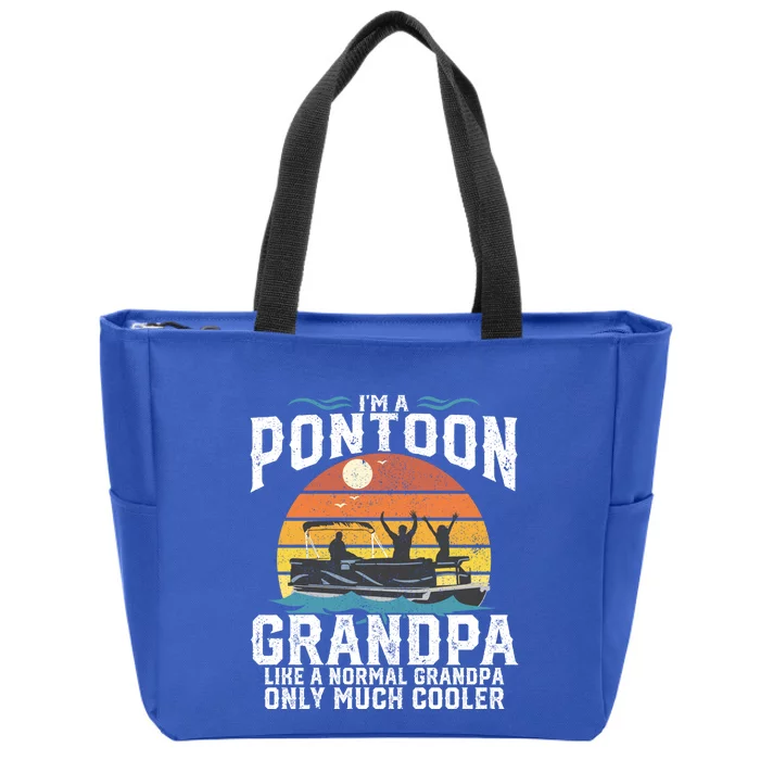 Pontoon Grandpa Captain Retro Funny Boating Fathers Day Gift Zip Tote Bag