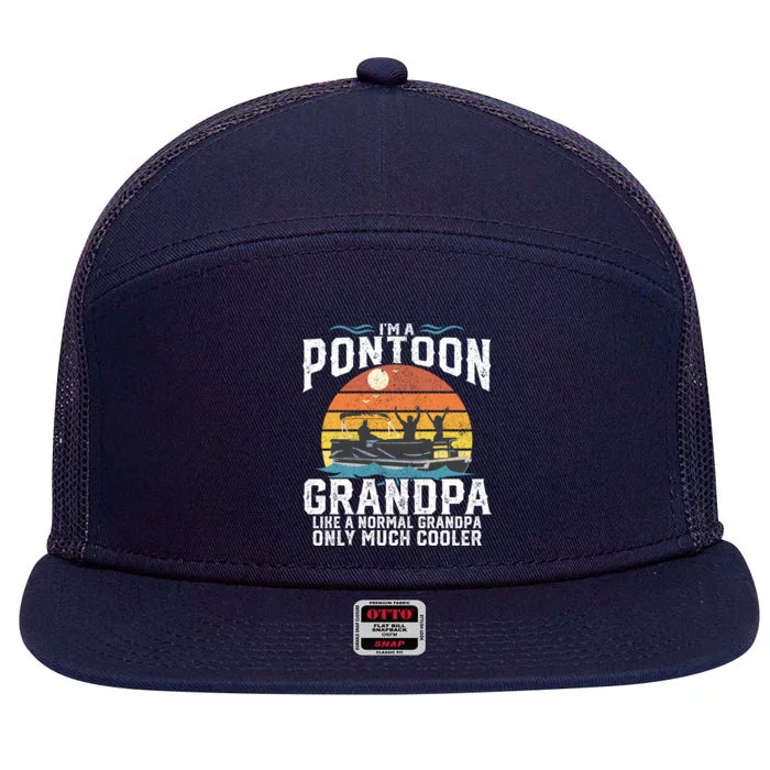 Pontoon Grandpa Captain Retro Funny Boating Fathers Day Gift 7 Panel Mesh Trucker Snapback Hat