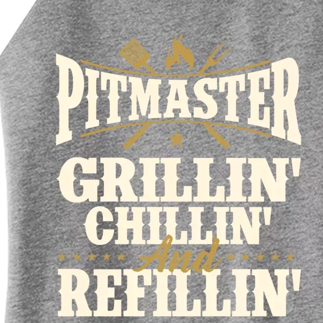 Pitmaster Grillin Chillin And Refillin Bbq Smoker Grilling Gift Women’s Perfect Tri Rocker Tank